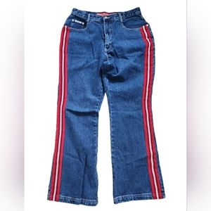 Revolt Jeans, Plus Size, Y2K High Waist Retro Racing Stripe Denim, Sz 14